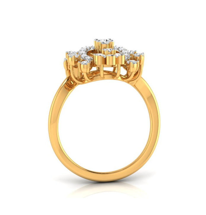 halo floral cocktail diamond ring in yellow gold