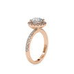halo round cut lab-grown diamond ring in rose gold