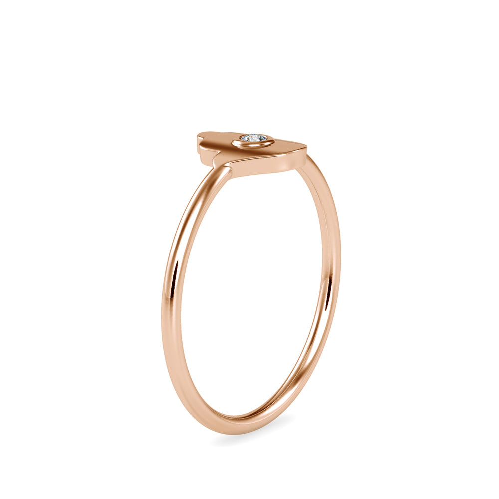 hamsa hand bezel diamond ring in rose gold