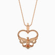 heart motif diamond pendant necklace in rose gold