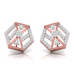 hexagon cluster diamond stud earrings in rose gold