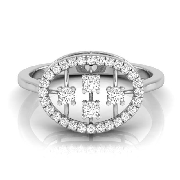 lattice design round cut diamond ring in white gold