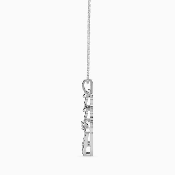 layered heart diamond pendant necklace in white gold