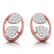 leaf design round diamond stud earrings in rose gold