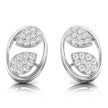 leaf design round diamond stud earrings in white gold