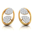 leaf design round diamond stud earrings in yellow gold