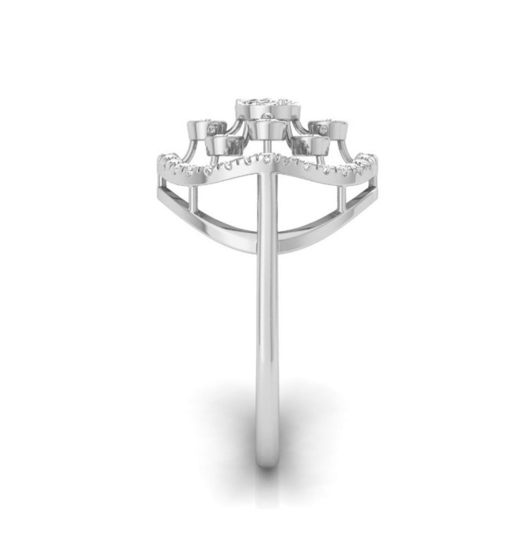 marquise cluster diamond ring in white gold