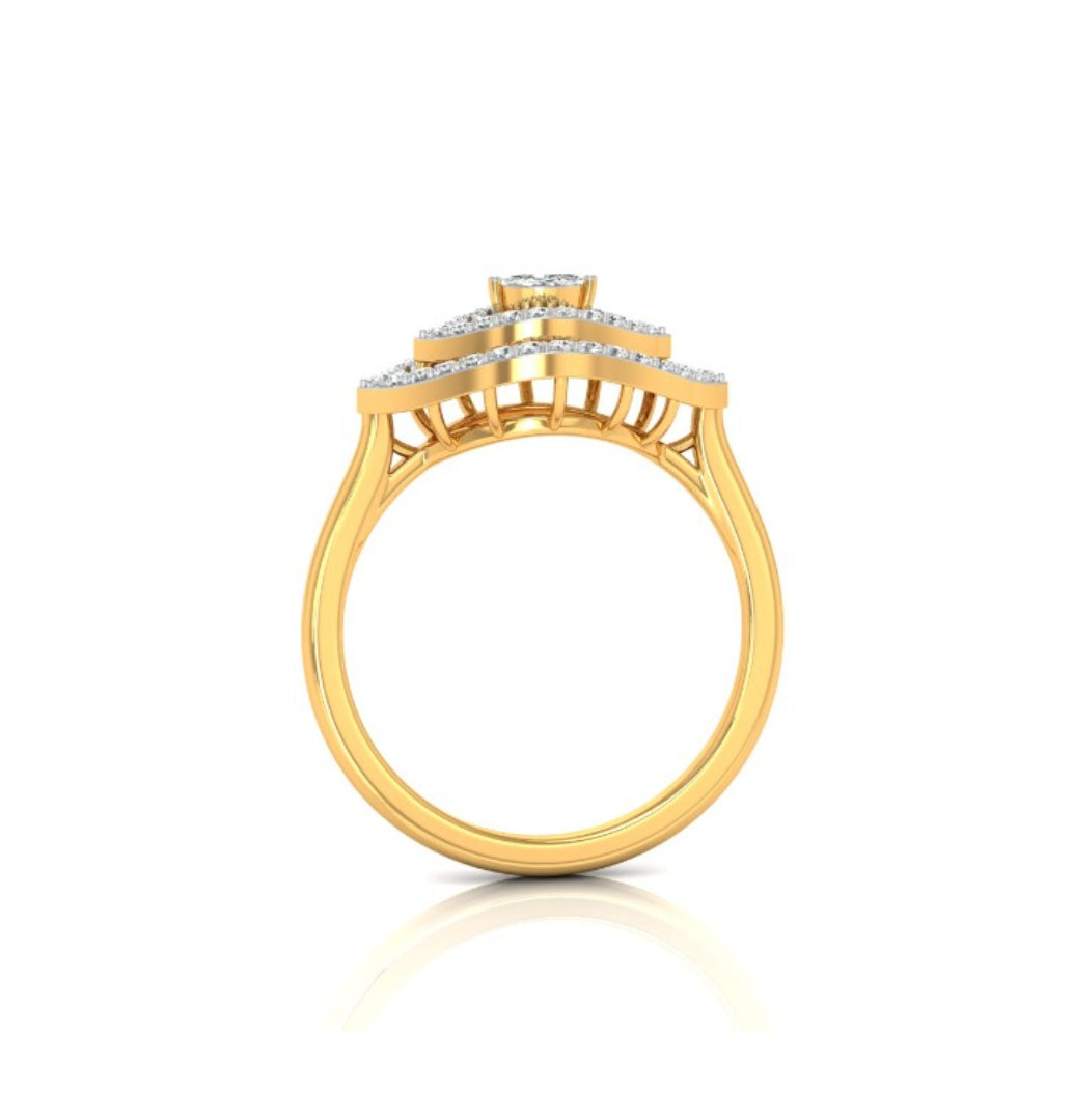 marquise cut double halo diamond ring in yellow gold