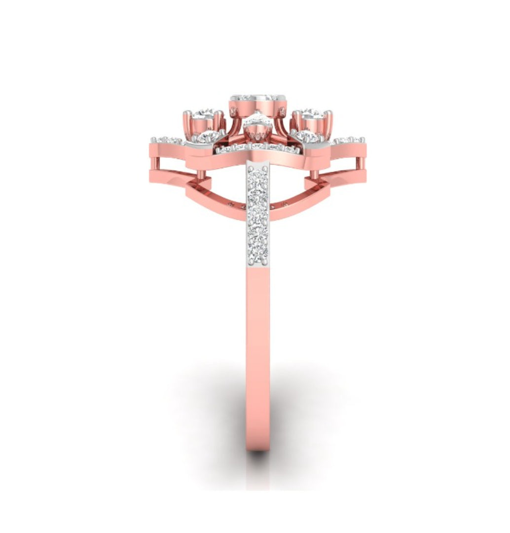marquise floral shield cluster lab-grown diamond rose gold ring