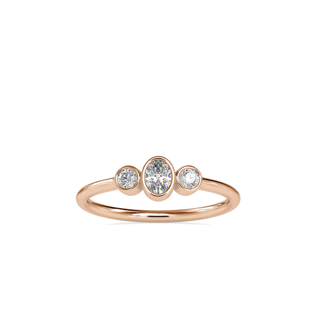 oval bezel lab-grown diamond ring in rose gold