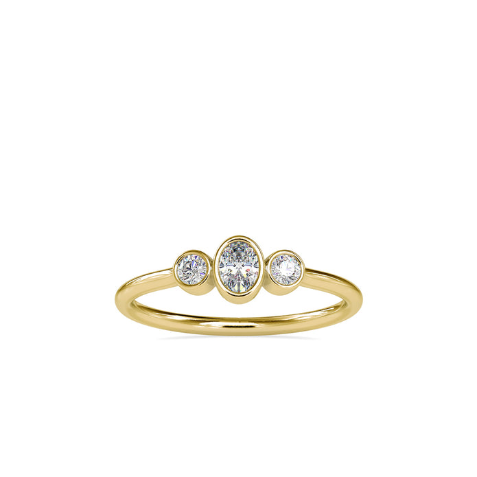 oval bezel lab-grown diamond ring in yellow gold
