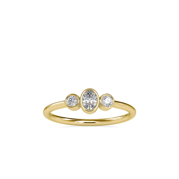 oval bezel lab-grown diamond ring in yellow gold