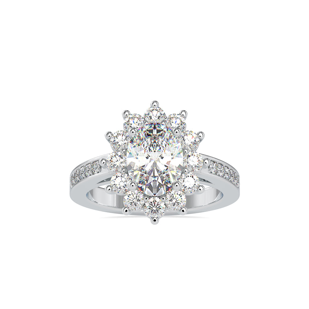 oval cut halo diamond ring in white gold
