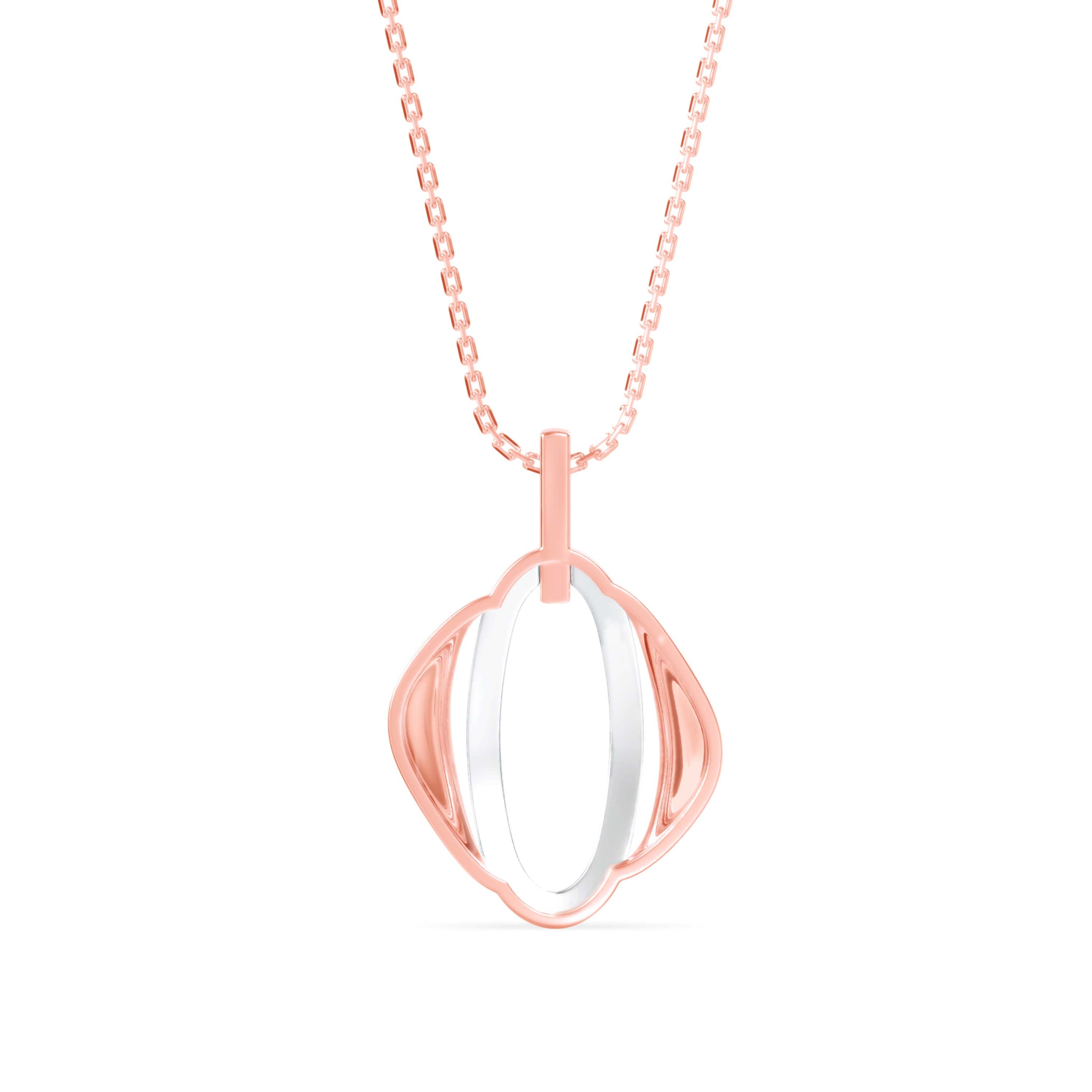 oval shape pave diamond pendant necklace in rose gold