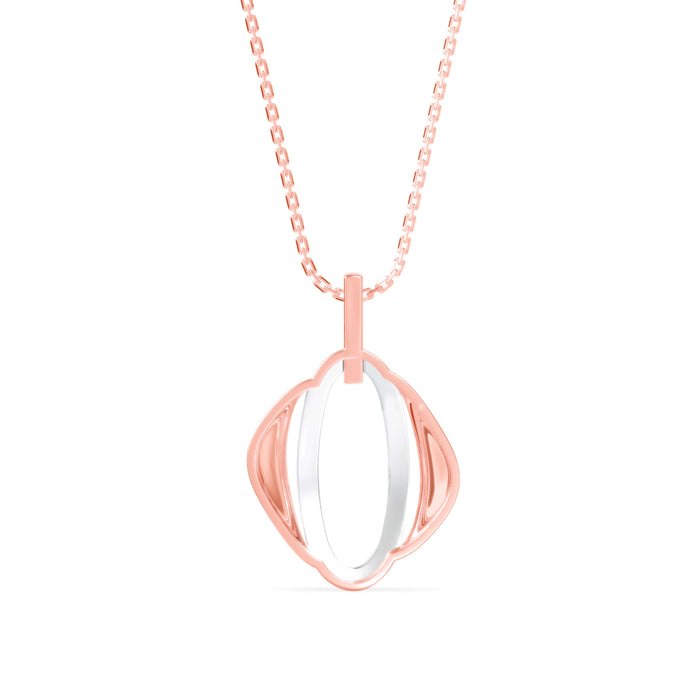 oval shape pave diamond pendant necklace in rose gold