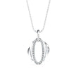 oval shape pave diamond pendant necklace in white gold