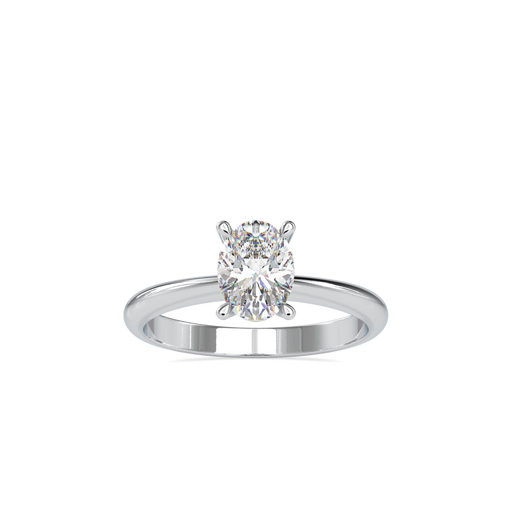 oval solitaire lab-grown diamond ring in white gold