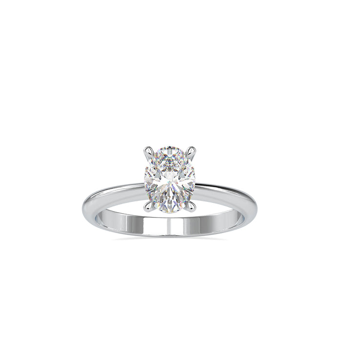 oval solitaire lab-grown diamond ring in white gold