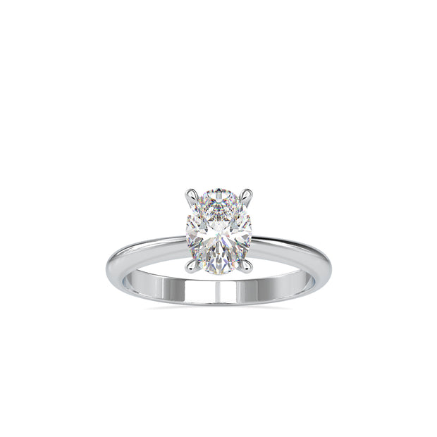 oval solitaire lab-grown diamond ring in white gold