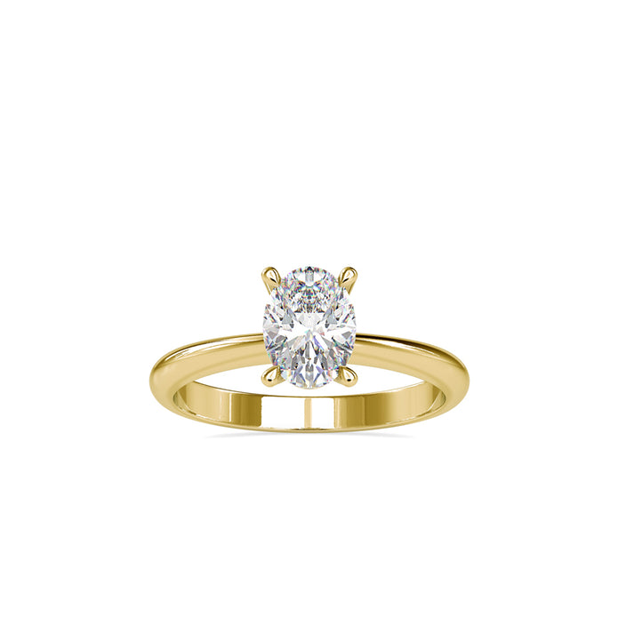 oval solitaire lab-grown diamond ring in yellow gold