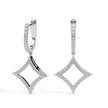 pave diamond hoop drop earrings in white gold