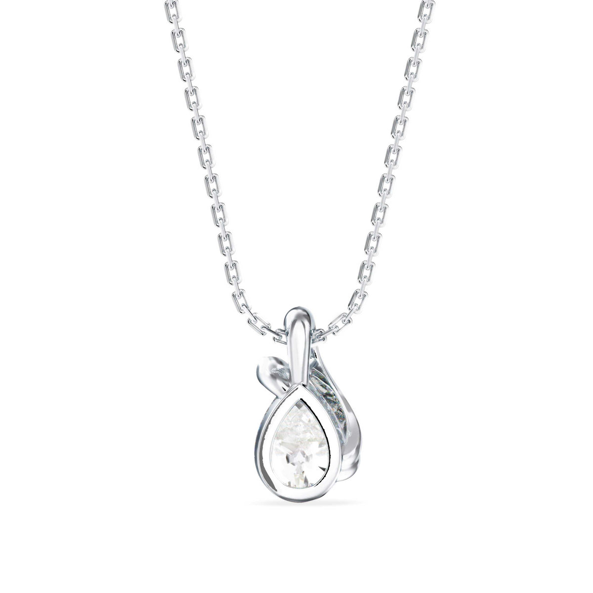 swirl pear prong lab-grown diamond pendant necklace in white gold