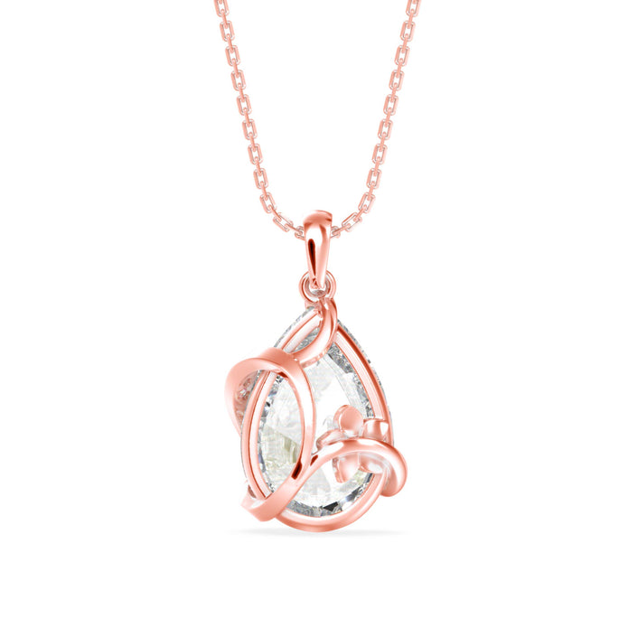 pear solitaire diamond pendant necklace in rose gold