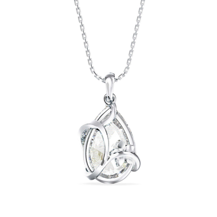 pear solitaire diamond pendant necklace in white gold