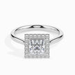 princess cut halo diamond ring in white gold
