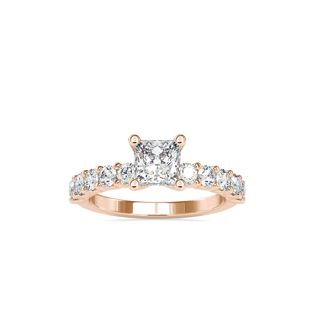 princess cut solitaire lab-grown diamond ring in rose gold