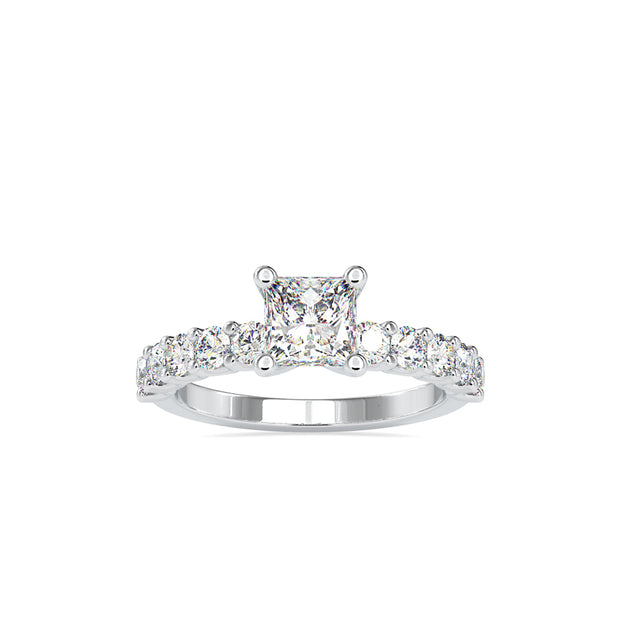 princess cut solitaire lab-grown diamond ring in white gold