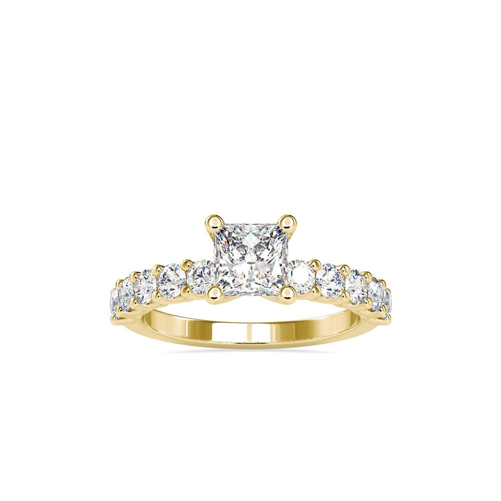 princess cut solitaire lab-grown diamond ring in yellow gold