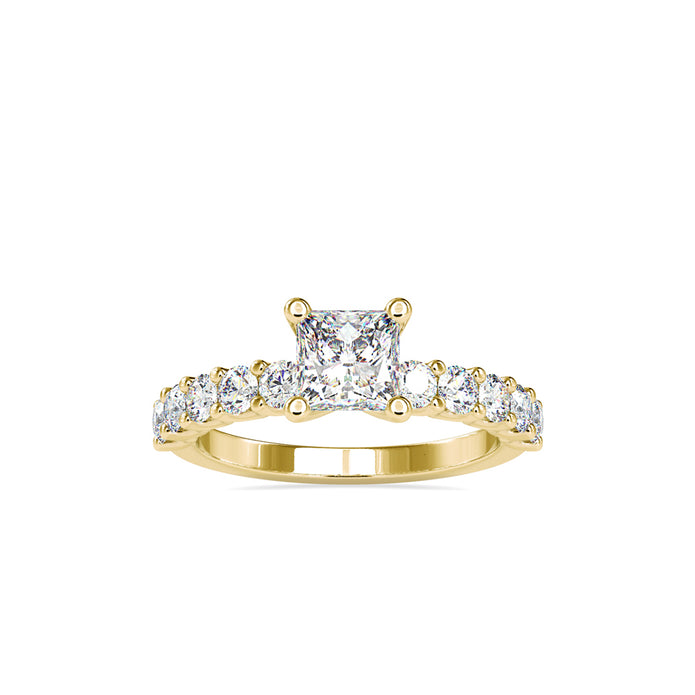 princess cut solitaire lab-grown diamond ring in yellow gold