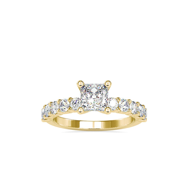 princess cut solitaire lab-grown diamond ring in yellow gold