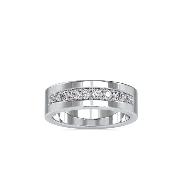 prong channel set lab-grown diamond ring in white gold