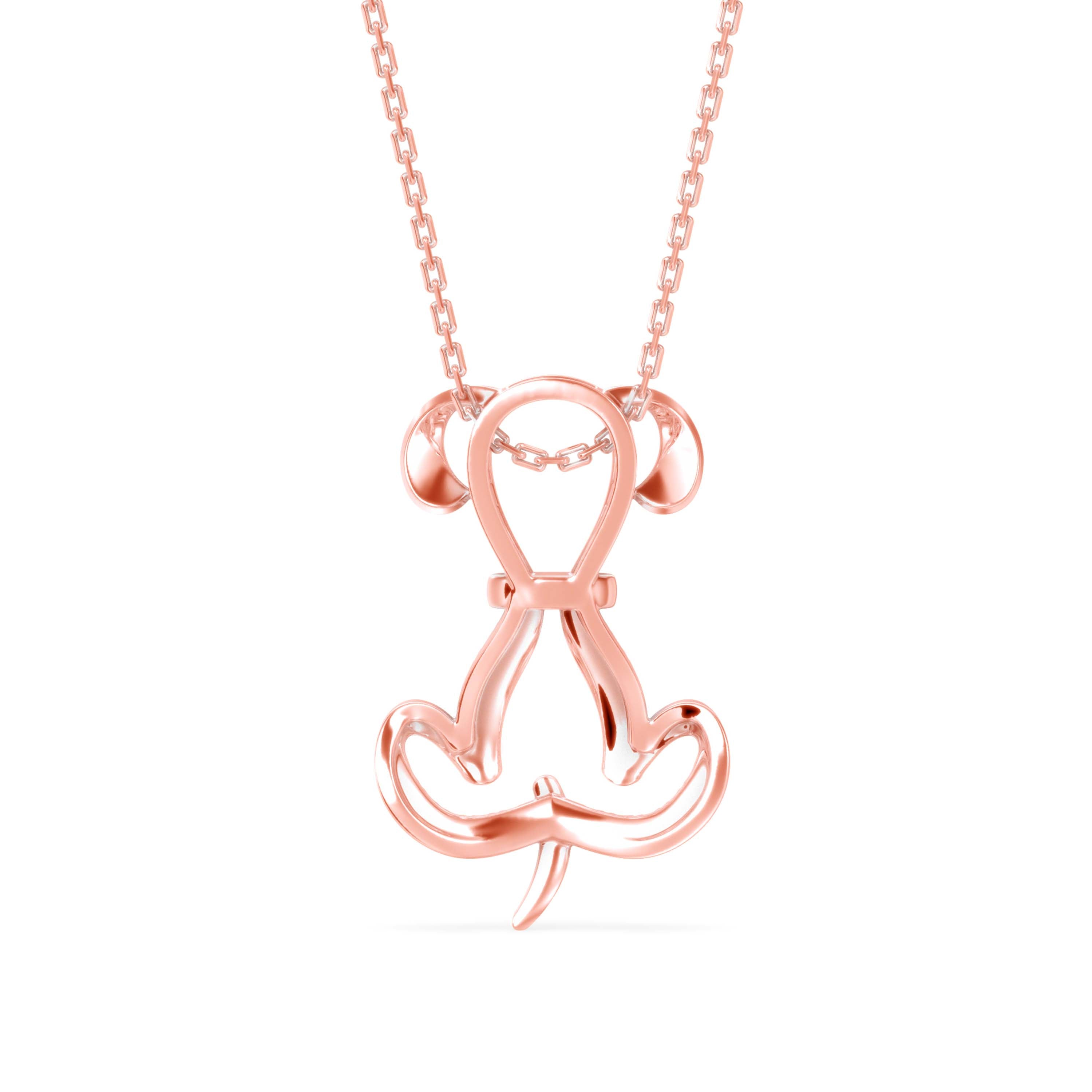 puppy love shape diamond pendant necklace in rose gold