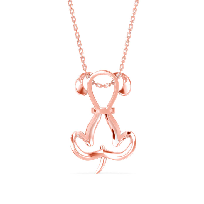 puppy love shape diamond pendant necklace in rose gold