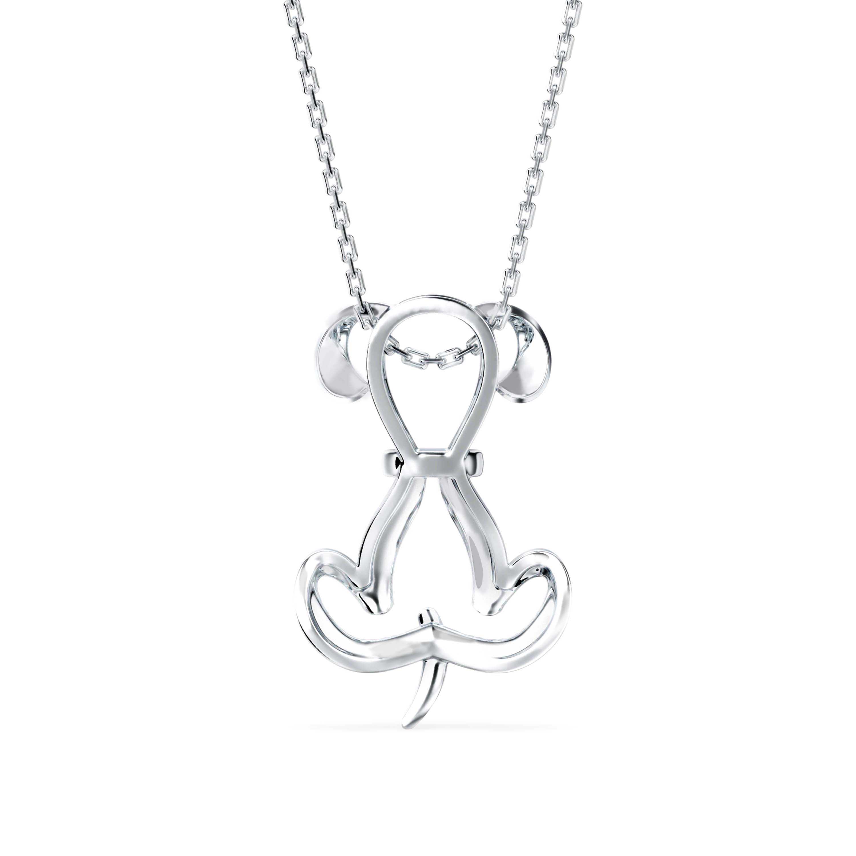 puppy love shape diamond pendant necklace in white gold