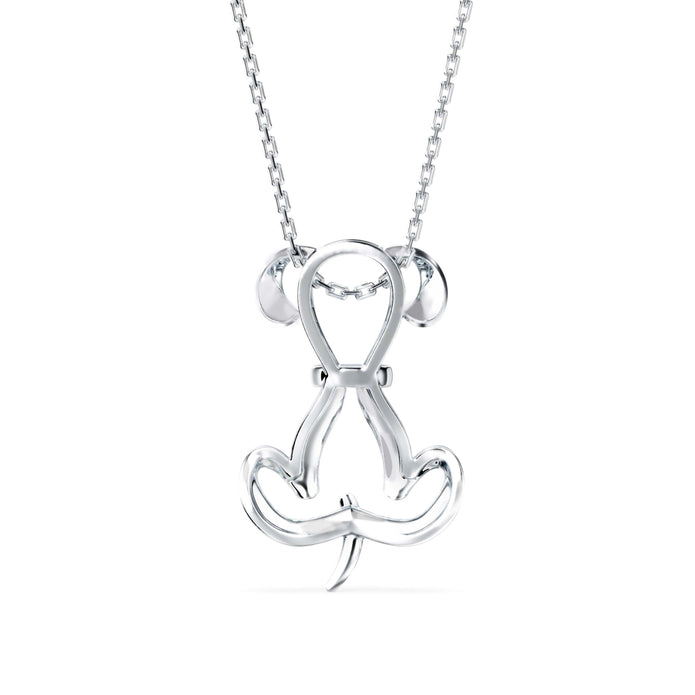puppy love shape diamond pendant necklace in white gold