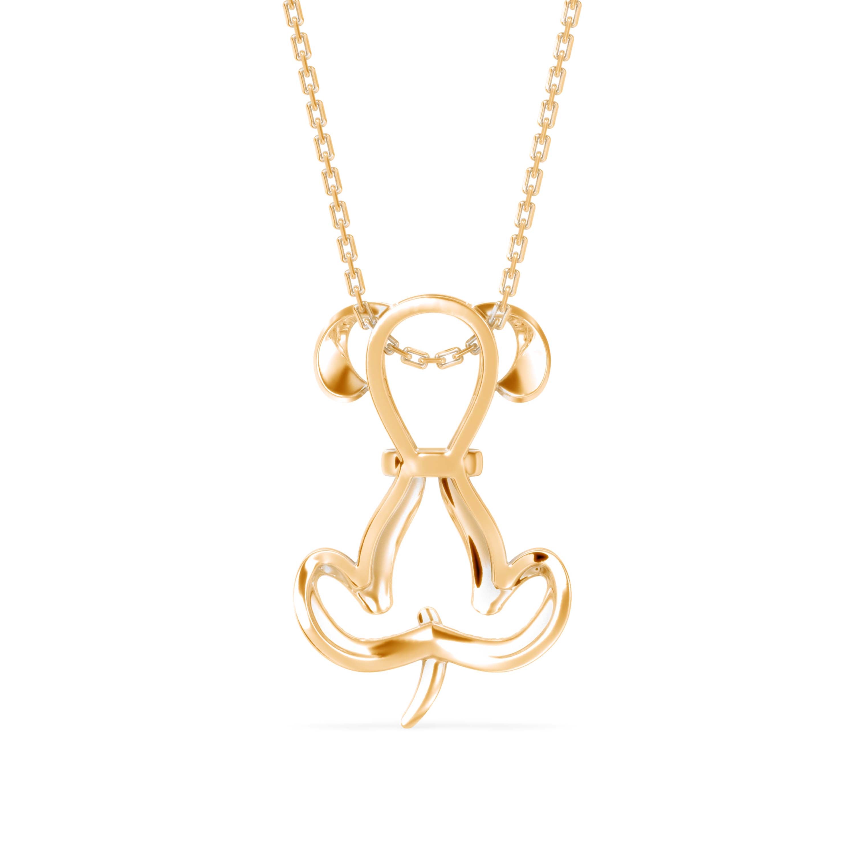 puppy love shape diamond pendant necklace in yellow gold