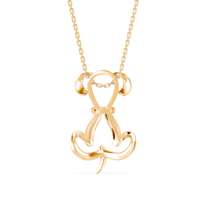 puppy love shape diamond pendant necklace in yellow gold
