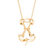 puppy love shape diamond pendant necklace in yellow gold