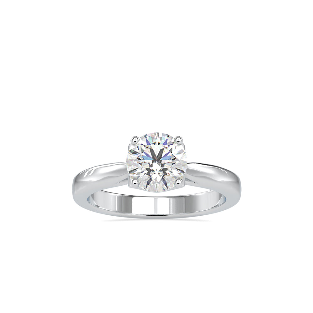 round cut solitaire lab-grown diamond ring in white gold