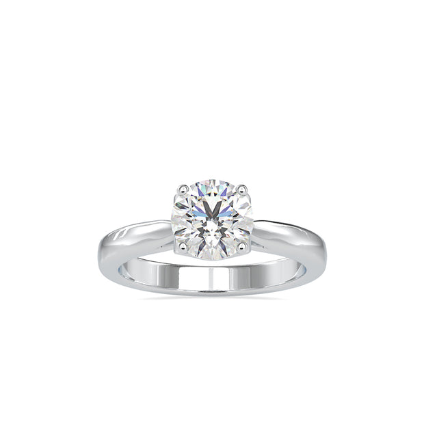 round cut solitaire lab-grown diamond ring in white gold