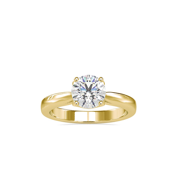 round cut solitaire lab-grown diamond ring in yellow gold