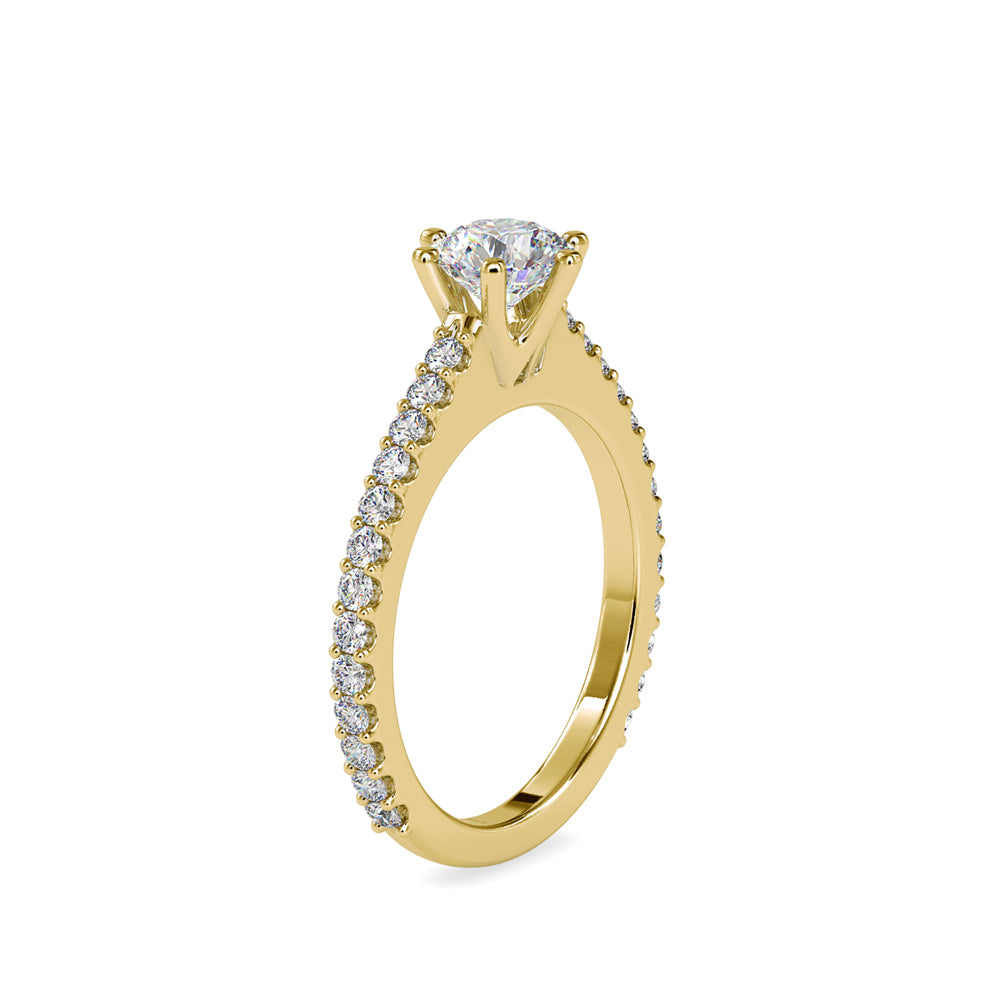round solitaire lab-grown diamond ring in yellow gold