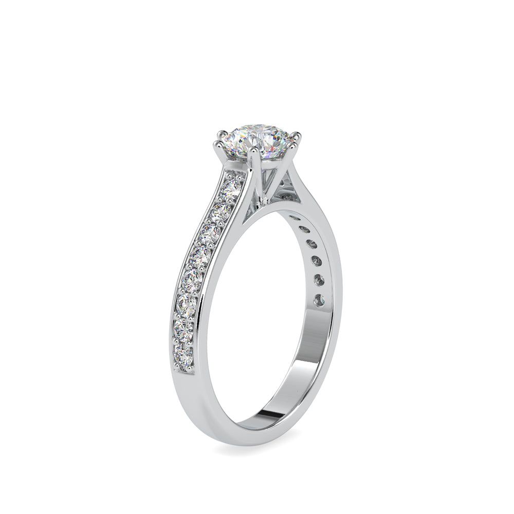 round solitaire lab-grown diamond ring in white gold
