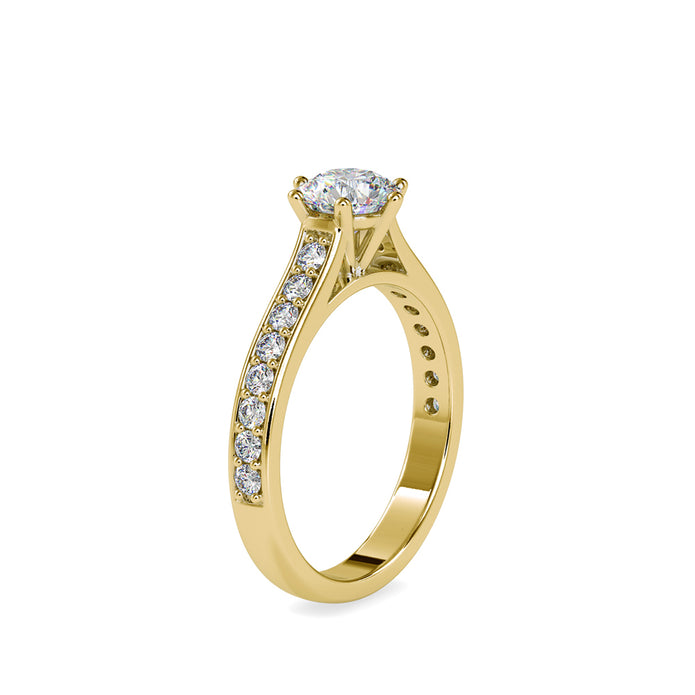 round solitaire lab-grown diamond ring in yellow gold