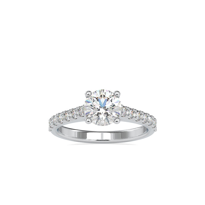round solitaire lab-grown diamond ring in white gold