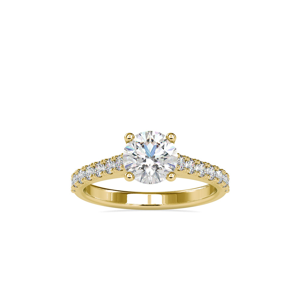 round solitaire lab-grown diamond ring in yellow gold